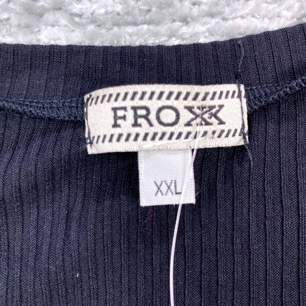 FROXX Cold Shoulder Knit Top XXL Black Casual V-Neck Tunic  Classic‎ Chic